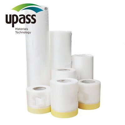 Customizable 50mm PE Plastic Masking Film Soft Protective Paintable Auto Body Spray Painting Roll 120m with Pre-Applied Tape